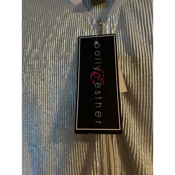 NWT Polly & Esther Silver Ribbed Jacket Long Sleeve Full Zip Ribbed Cuffs Sz XS - Picture 4 of 7